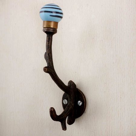 Turquoise Black Strip Tree Hooks-EHG-78